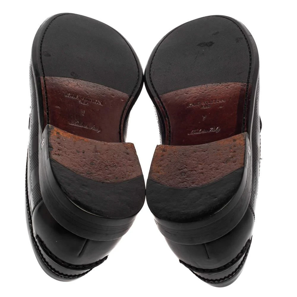 Louis Vuitton Black Leather Damier Embossed Santiago Loafers Size 41 商品