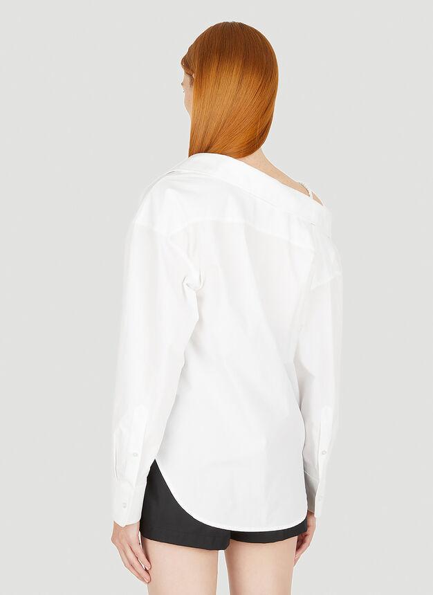 Off-Shoulder Scrunchie Shirt in White商品第4张图片规格展示