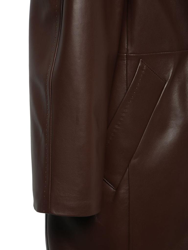 Ussuri Double Breasted Leather Long Coat商品第5张图片规格展示