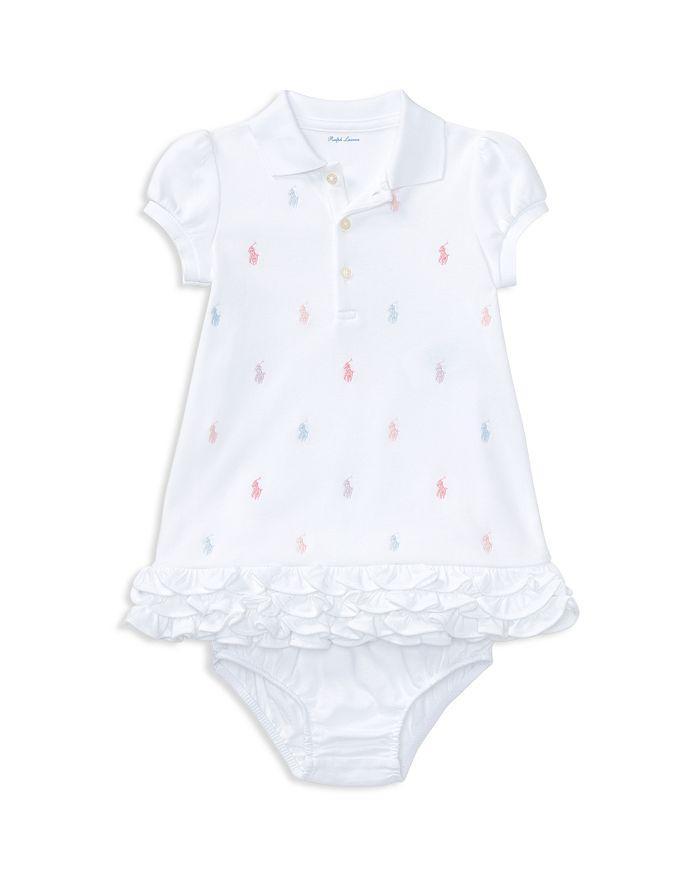 商品Ralph Lauren|Girls' Ruffled & Embroidered Polo Dress with Bloomers - Baby,价格¥364,第1张图片