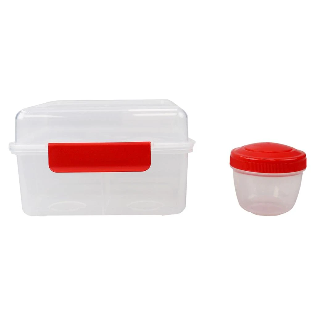 Home Basics Locking Multi-Compartment Plastic Lunch Box with Small Food Storage Container, Red 商品