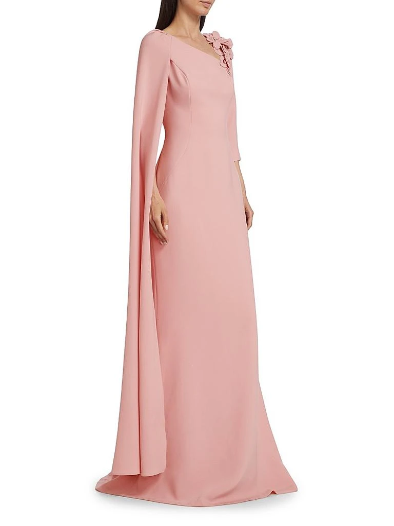 商品Teri Jon|Floral Appliqué Asymmetric Cape Gown,价格¥6436,第4张图片详细描述