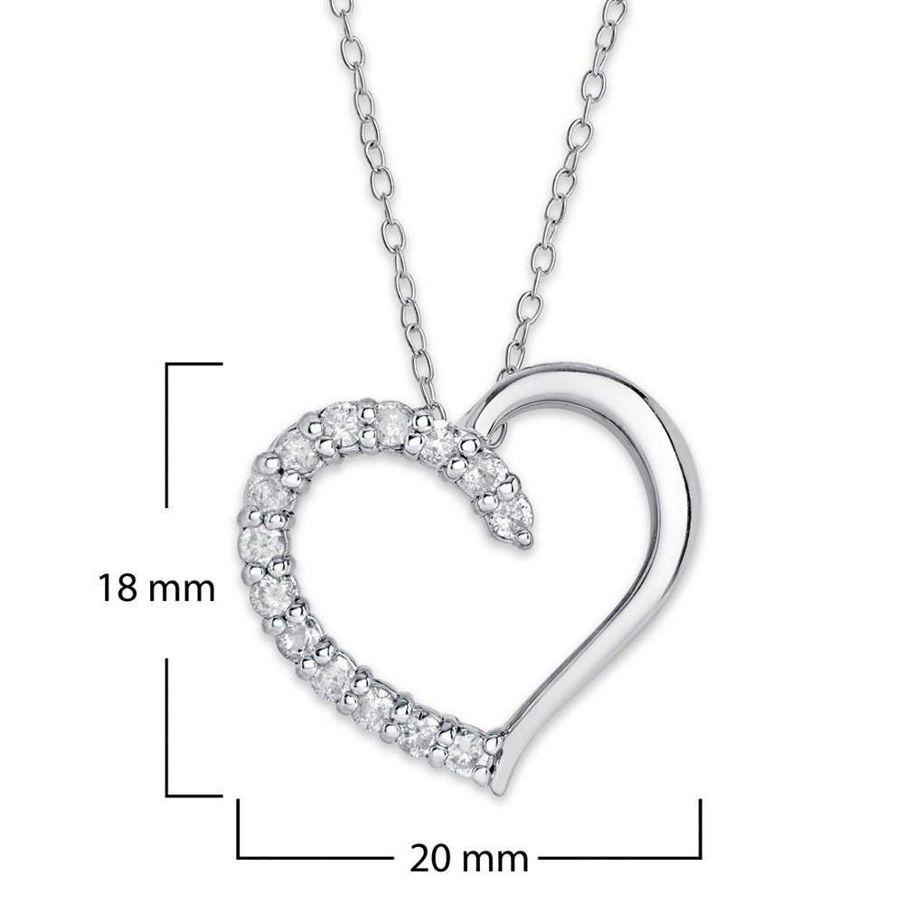Diamond Heart Pendant Necklace (1/2 ct. t.w.) in Sterling Silver, 16 inches + 2 inch extender商品第3张图片规格展示