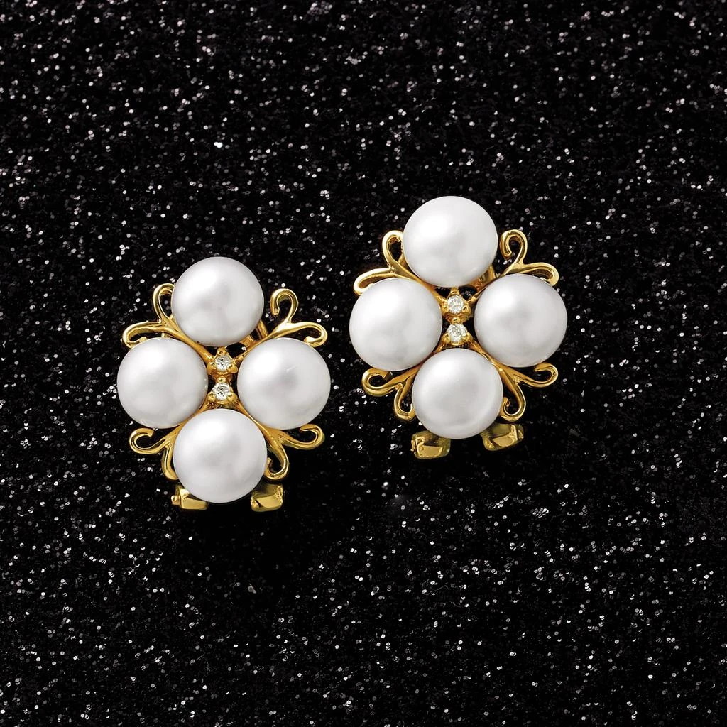 商品Ross-Simons|Ross-Simons 6-6.5mm Cultured Pearl Cluster Earrings With Diamond Accents in 14kt Gold,价格¥3627,第4张图片详细描述