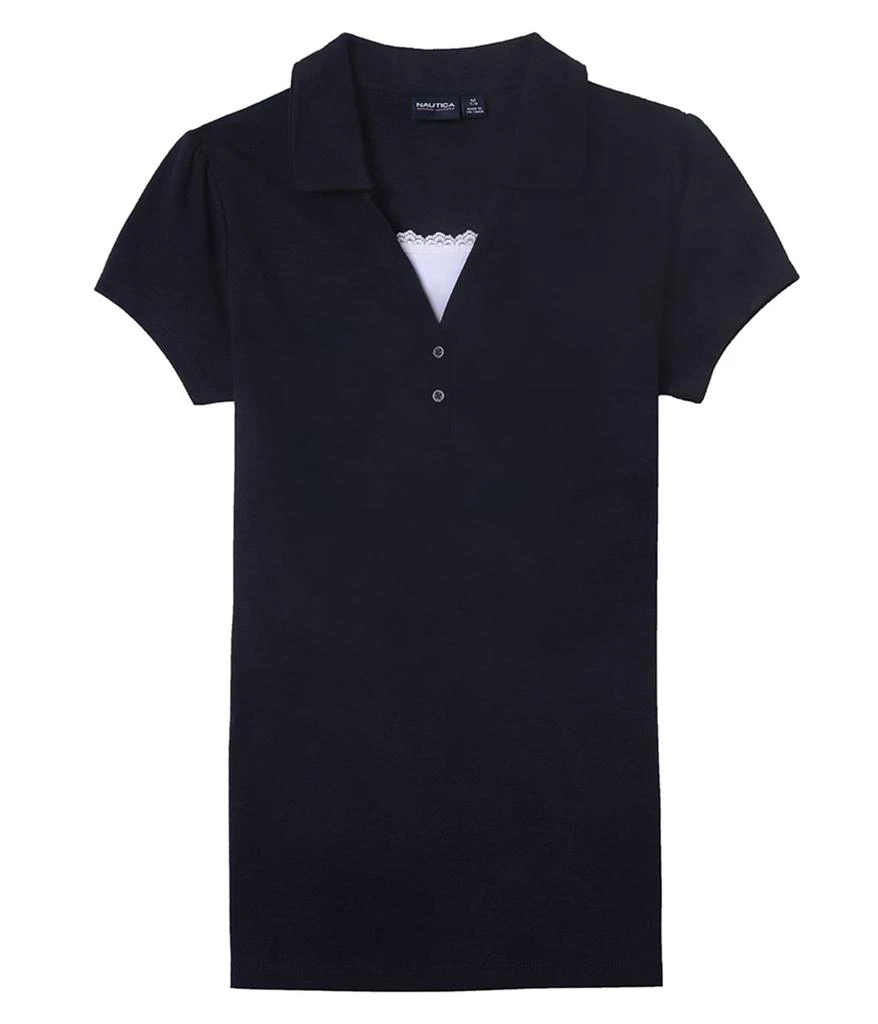 商品Nautica|Junior's Uniform Short Sleeve Pique Polo with Camisole Trim,价格¥151-¥211,第1张图片详细描述