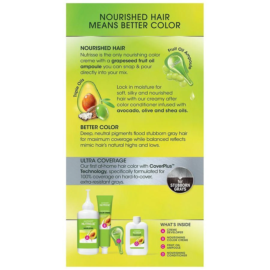 商品Garnier Nutrisse|Ultra Coverage Nourishing Color Creme Permanent Hair Color,价格¥106,第2张图片详细描述