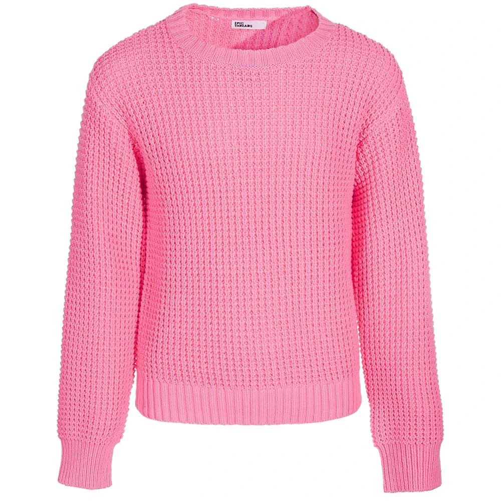 商品Epic Threads|Big Girls Textured-Knit Crewneck Sweater, Created for Macy's,价格¥72,第5张图片详细描述