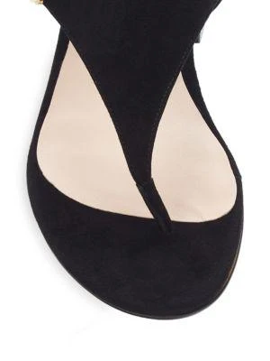 商品Stuart Weitzman|Faux Pearl-Embellished Suede Thong Sandals,价格¥786,第5张图片详细描述