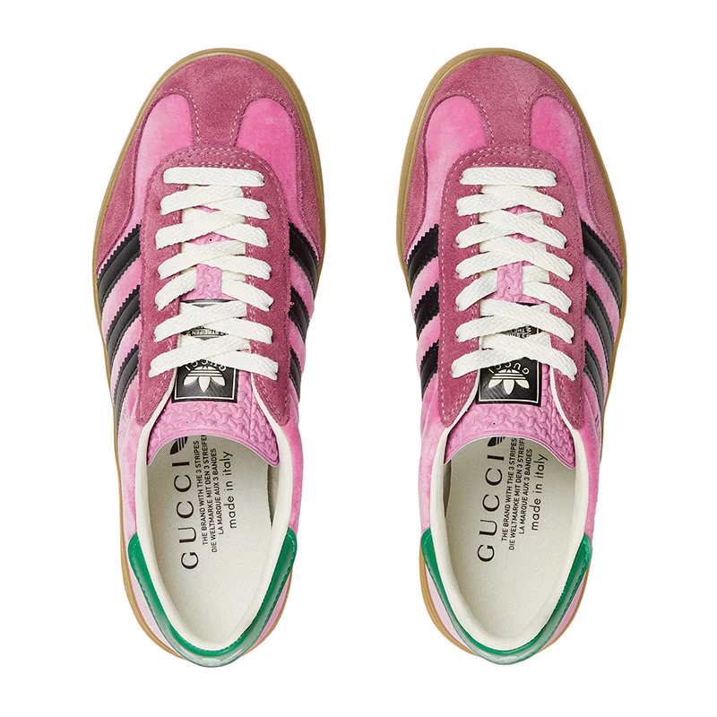 商品Gucci|【预售3-7天】GUCCI/古驰 22年秋冬新款 adidas联名系列 女士粉色天鹅绒配可持续材料Demetra运动鞋帆布鞋7078649STU05960,价格¥5509,第6张图片详细描述