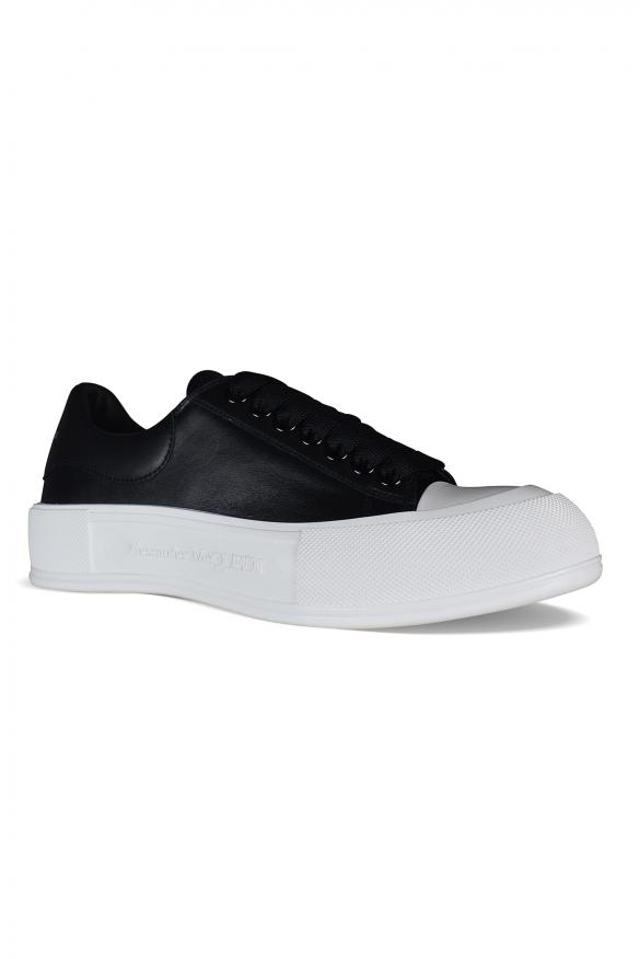 Women's Luxury Sneakers   Deck Plimsoll Alexander Mc Queen Low Sneakers In Black Leather商品第3张图片规格展示