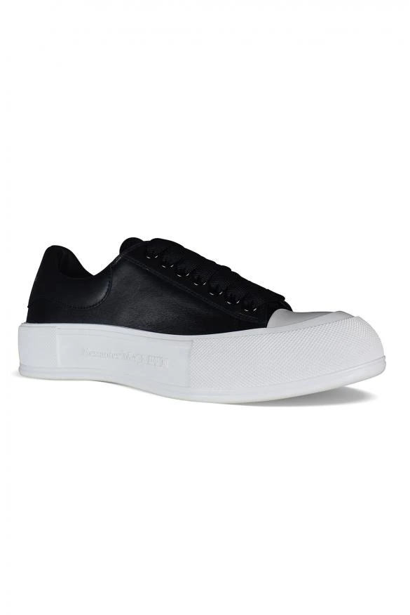 商品Alexander McQueen|Women's Luxury Sneakers   Deck Plimsoll Alexander Mc Queen Low Sneakers In Black Leather,价格¥2842,第2张图片详细描述