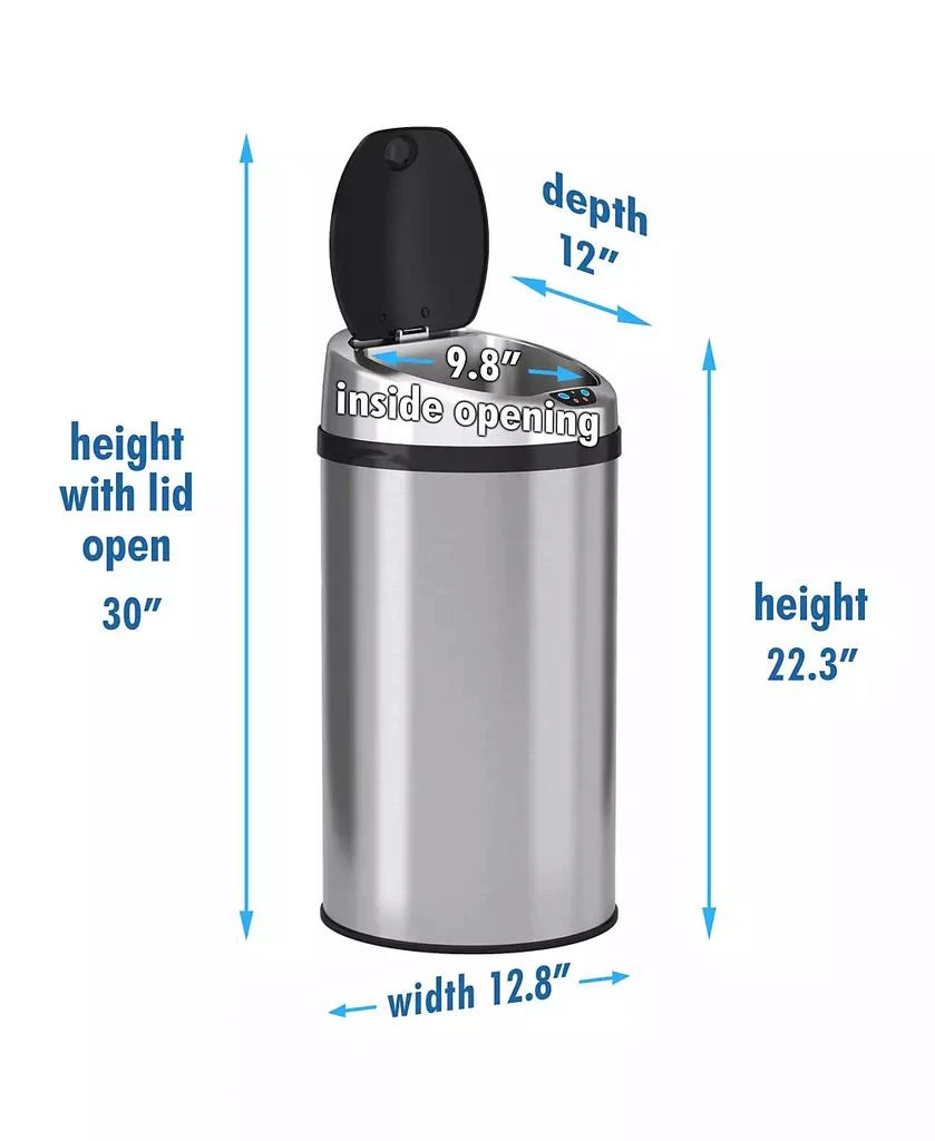 商品iTouchless Housewares & Products, Inc|iTouchless 8 Gallon Round Sensor Trash Can with Deodorizer, Stainless Steel,价格¥841,第5张图片详细描述