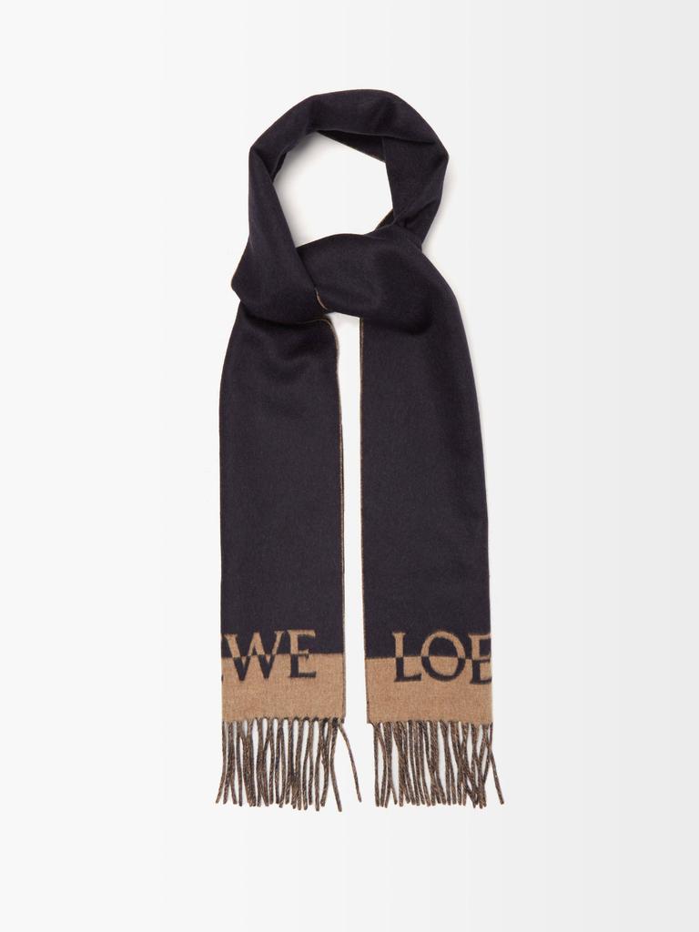 Logo-jacquard striped wool-blend scarf商品第1张图片规格展示