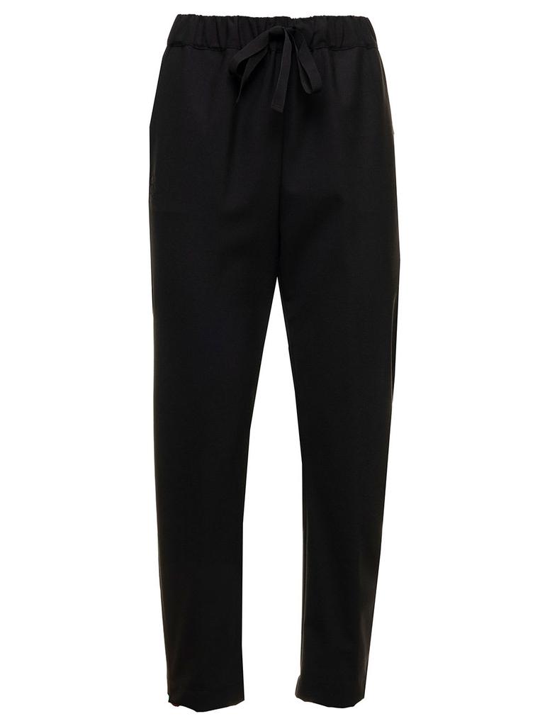 Semicouture Womans Black Light Wool Blend Trousers With Bow商品第1张图片规格展示