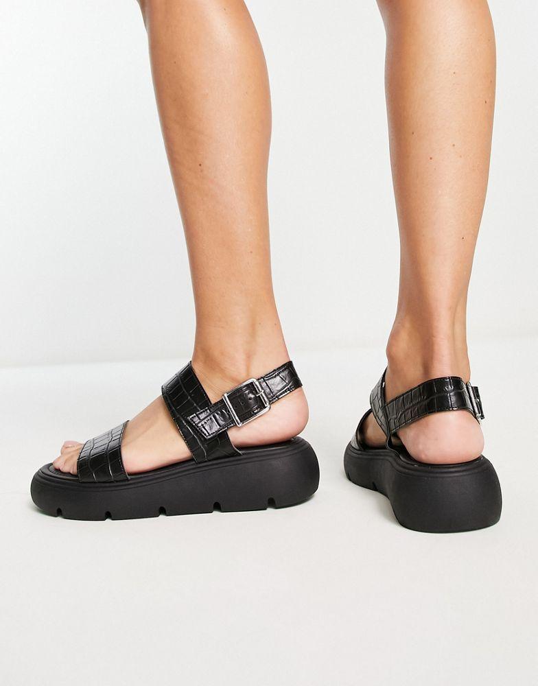 Topshop Perrie chunky two part sandal in black商品第2张图片规格展示