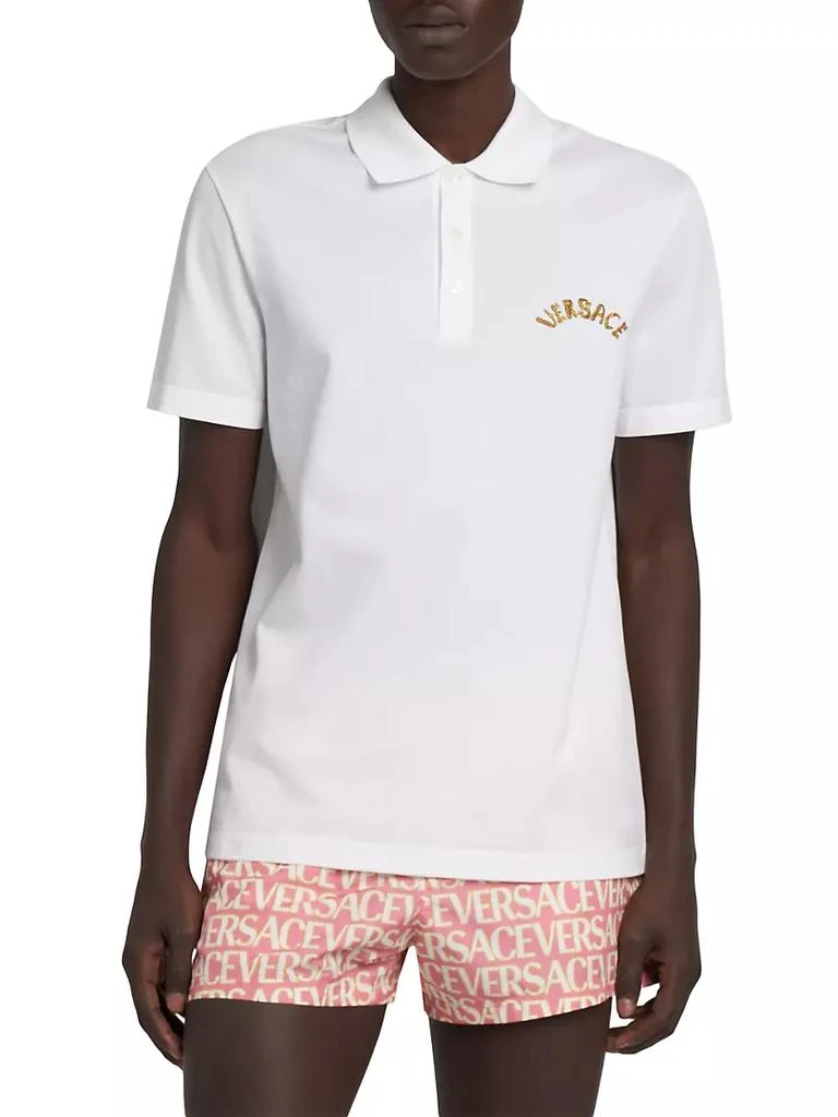 商品Versace|Embroidered Cotton Polo Shirt,价格¥4182,第3张图片详细描述