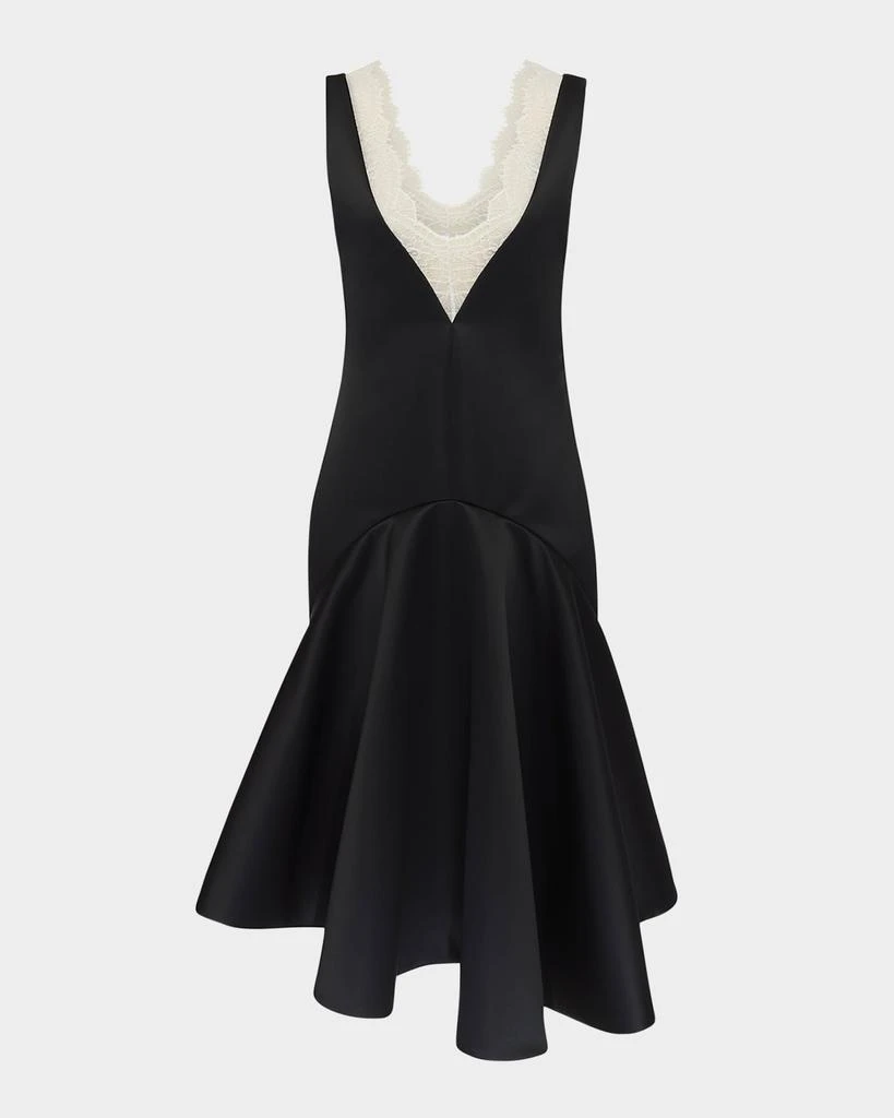 商品JW Anderson|Plunging Lace-Trim Draped-Hem Dress,价格¥3299,第1张图片