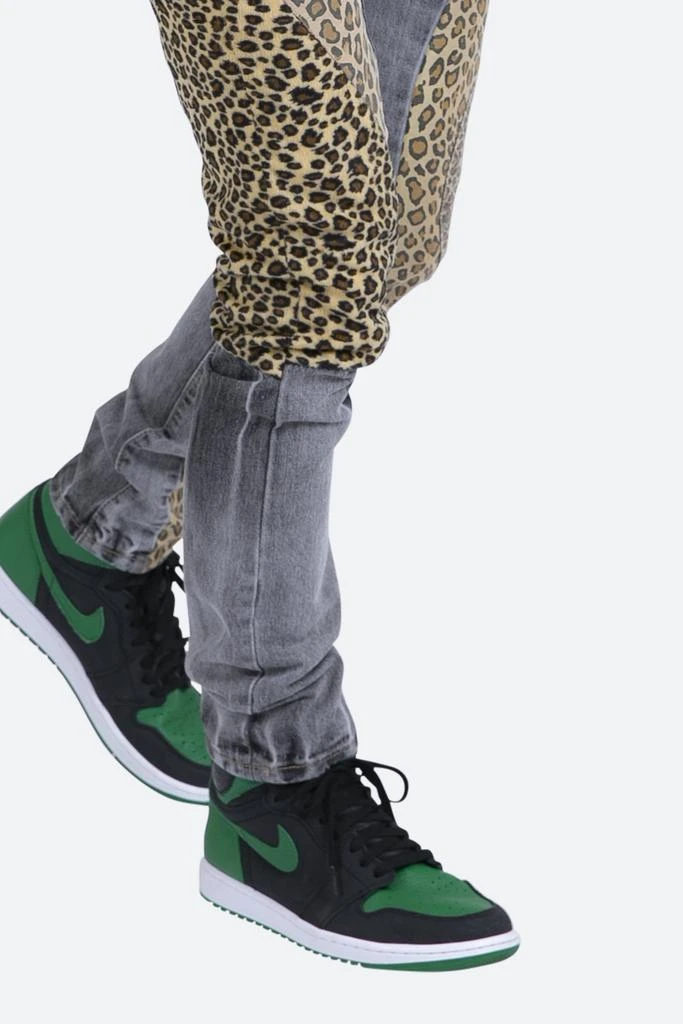 D422 Leopard Straight Denim - Black/Brown 商品