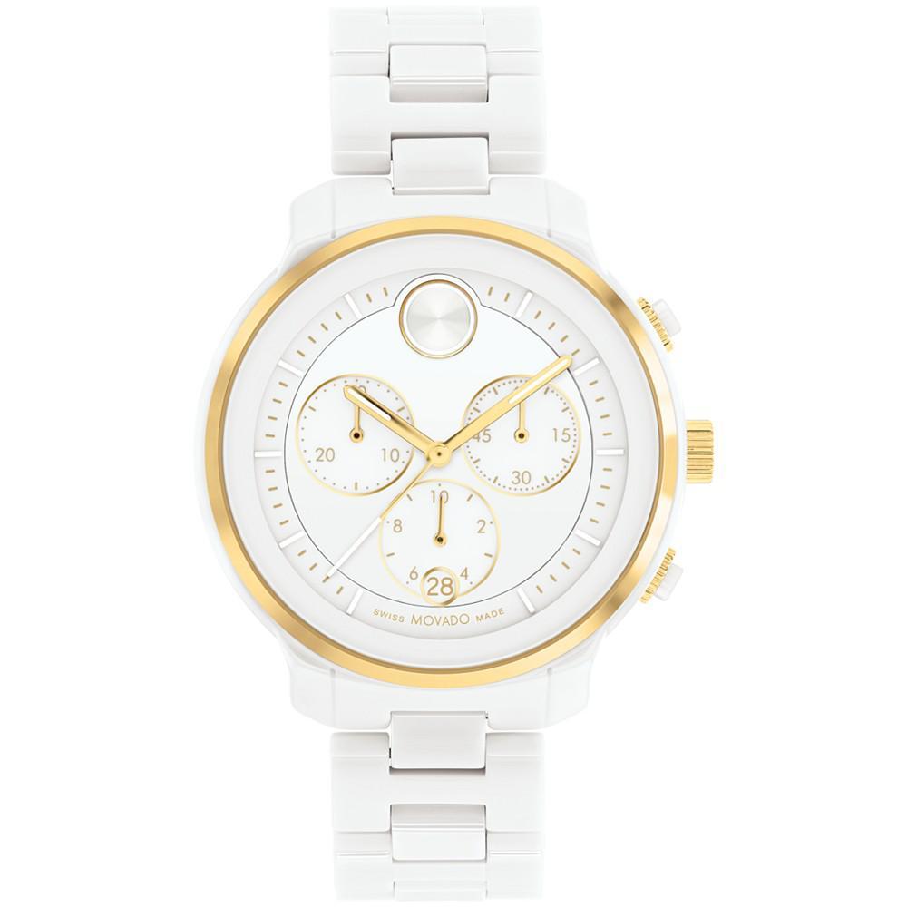 商品Movado|Women's Bold Verso Swiss Quartz Chronograph White Ceramic Bracelet Watch 39mm,价格¥7442,第1张图片
