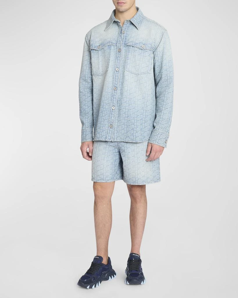 商品Balmain|Men's Jacquard Monogram Denim Overshirt,价格¥4991,第3张图片详细描述