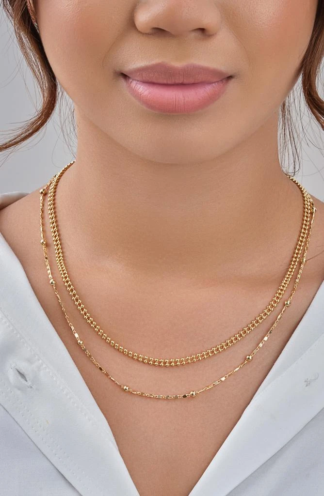 商品Sterling Forever|14K Gold Plated Layered Beaded Chain Necklace,价格¥93,第2张图片详细描述