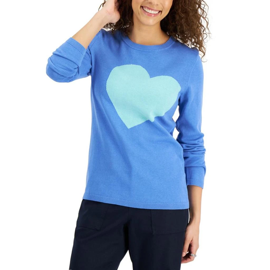 商品Tommy Hilfiger|Tommy Hilfiger Womens Heart Cotton Graphic Crewneck Sweater,价格¥152,第2张图片详细描述