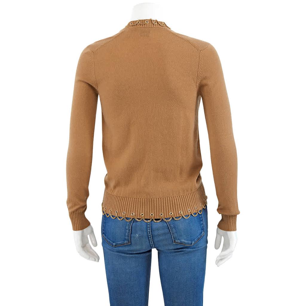 Burberry Ladies Camel Chain Detail Cashmere Sweater, Size X-Small商品第3张图片规格展示