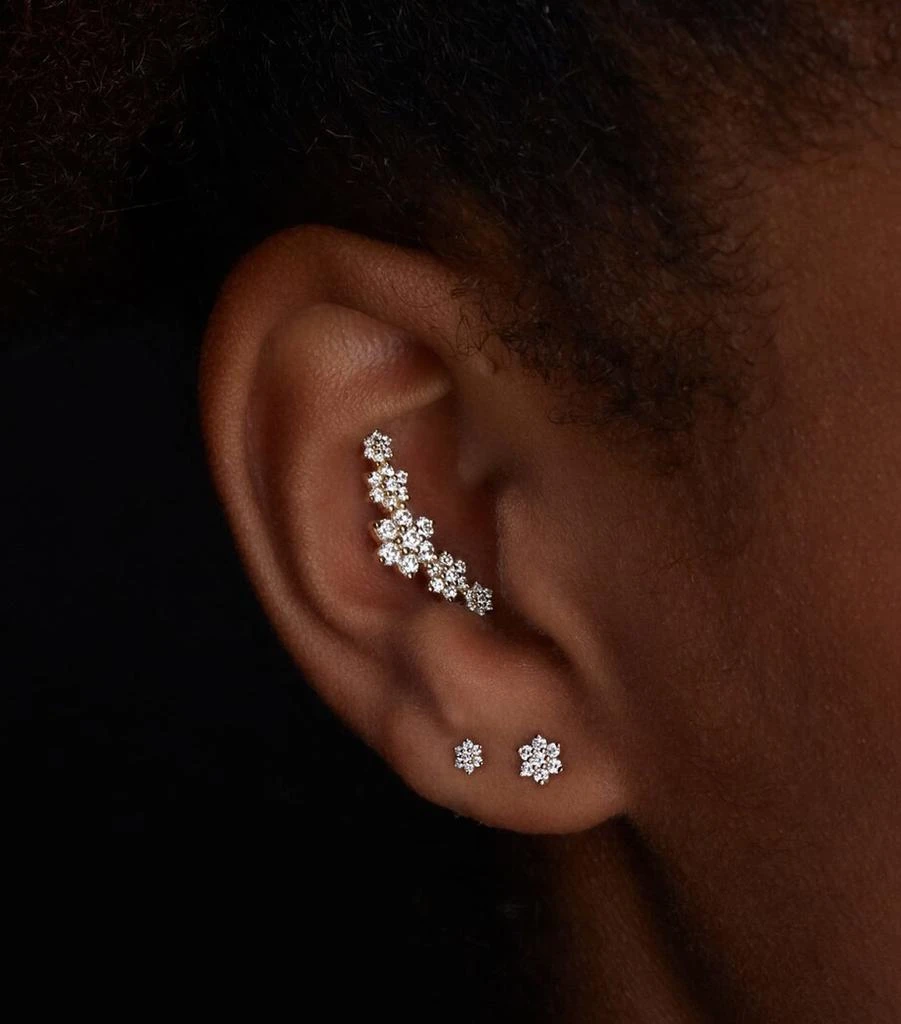 商品Maria Tash|White Gold Diamond Flower Threaded Stud Earring (4.5mm),价格¥4767,第2张图片详细描述