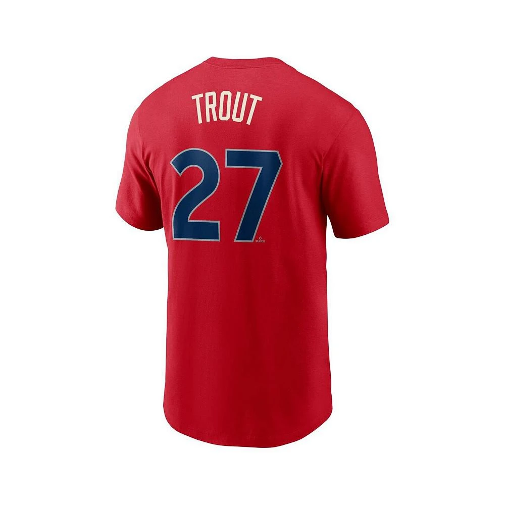商品NIKE|Men's Mike Trout Red Los Angeles Angels 2022 City Connect Name and Number T-shirt,价格¥301,第3张图片详细描述