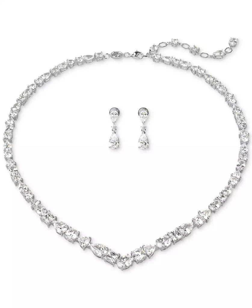 商品Swarovski|Silver-Tone 2-Pc. Set Mesmera Crystal Drop Earrings & Necklace, 15" + 2" extender,价格¥2253,第1张图片