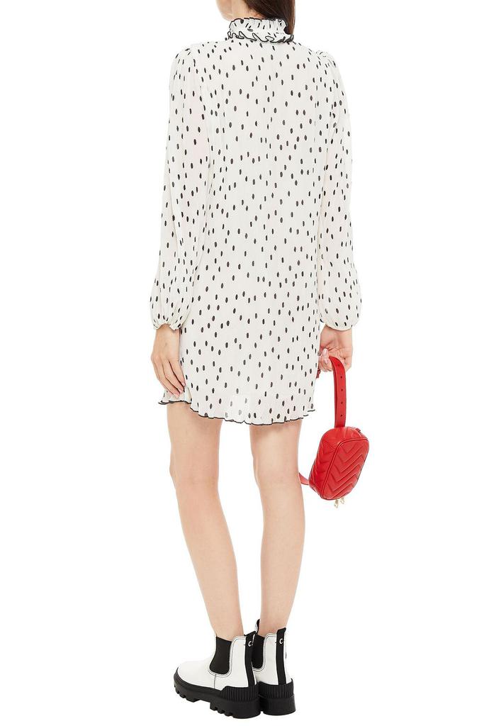 Ruffle-trimmed polka-dot plissé-chiffon mini dress商品第3张图片规格展示