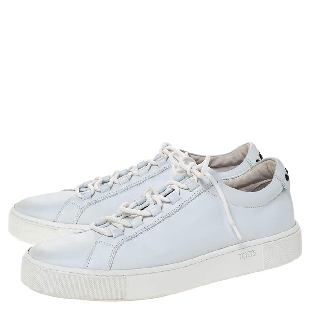 商品[二手商品] Tod's|Tod's White Leather Low Top Lace Up Sneakers Size 39.5,价格¥1164,第6张图片详细描述