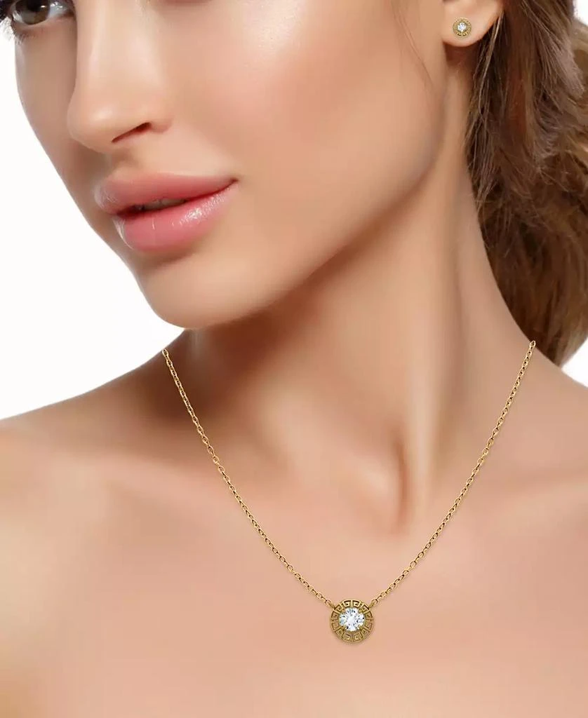 商品Giani Bernini|2-Pc. Set Cubic Zirconia Greek Key Pendant Necklace & Matching Stud Earrings in 18k Gold-Plated Sterling Silver, Created for Macy's,价格¥764,第2张图片详细描述