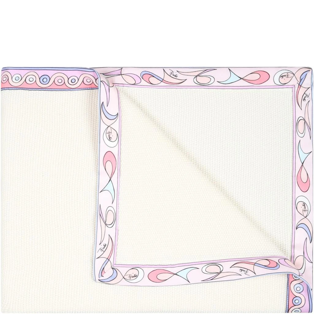 商品EMILIO PUCCI|Emilio Pucci Ivory Blanket For Baby Girl With Multicolor Details,价格¥1556,第2张图片详细描述
