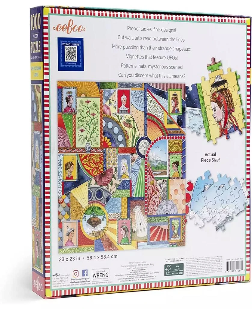 商品Eeboo|Piece and Love UFO Victorian Ladies 1000 Piece Adult Square Jigsaw Puzzle,价格¥164,第3张图片详细描述