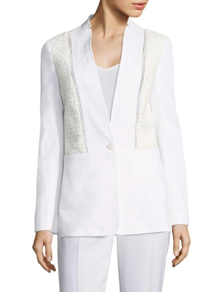 商品Tahari|Bonnie Lace Inset Blazer,价格¥3574,第1张图片