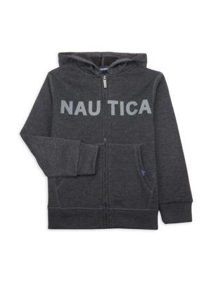 商品Nautica|Boy’s Logo Heathered Zip Hoodie,价格¥185,第1张图片