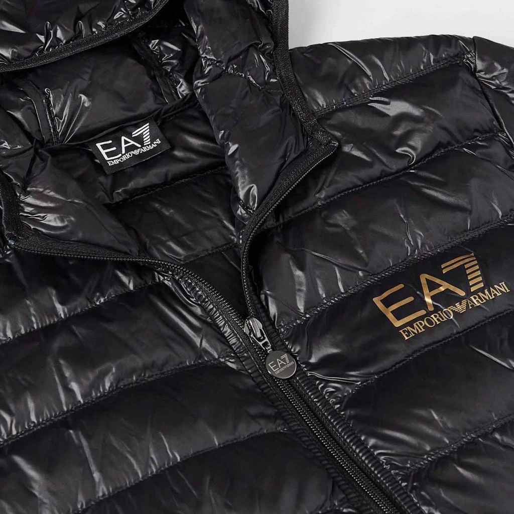 商品Emporio Armani|EA7 Men's Gold Logo Full Zip Puffer Jacket - Black,价格¥1574,第4张图片详细描述