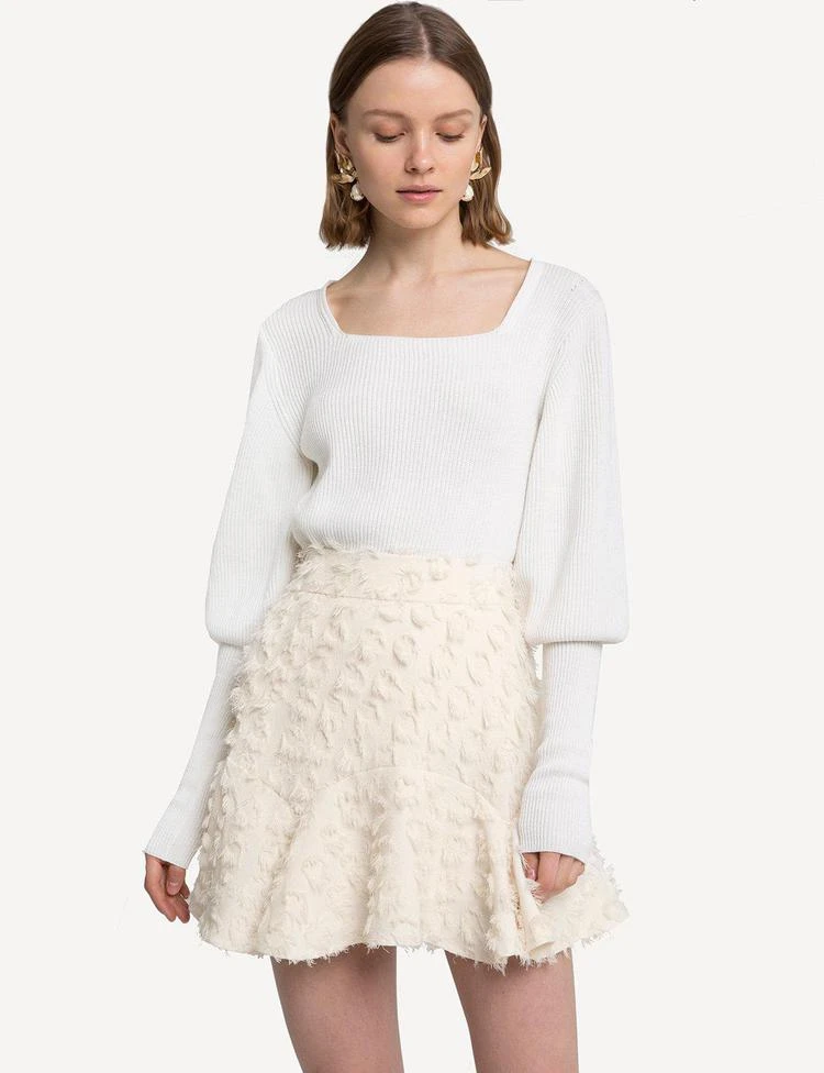商品Pixie Market|Ivory Square Neck Ribbed Sweater,价格¥970,第1张图片