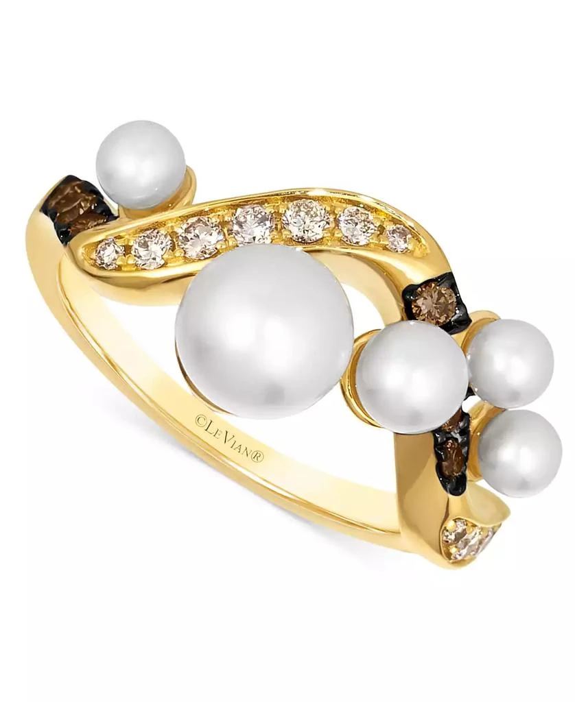 商品Le Vian|Vanilla Pearls (3-7mm) & Diamond (1/3 ct. t.w.) Swoop Ring in 14k Gold,价格¥6280,第1张图片