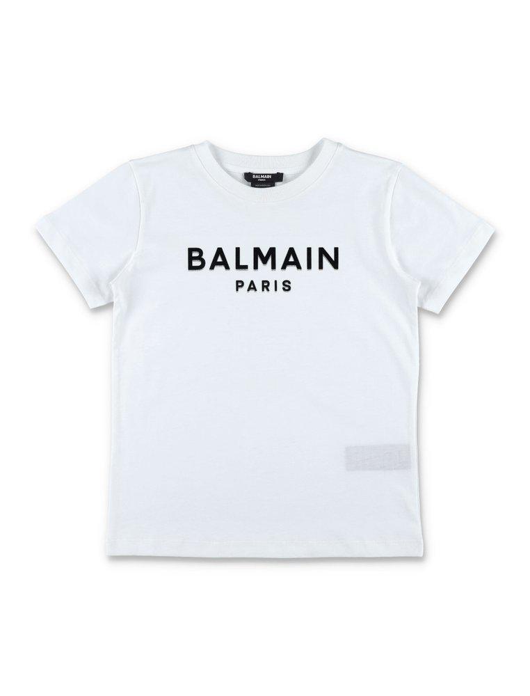 Balmain Kids Logo Printed Crewneck T-Shirt商品第1张图片规格展示