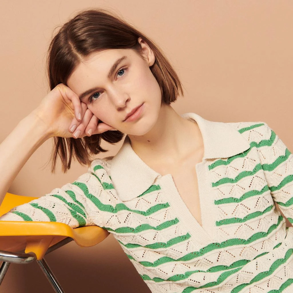 商品Sandro|Striped polo sweater,价格¥1494,第1张图片