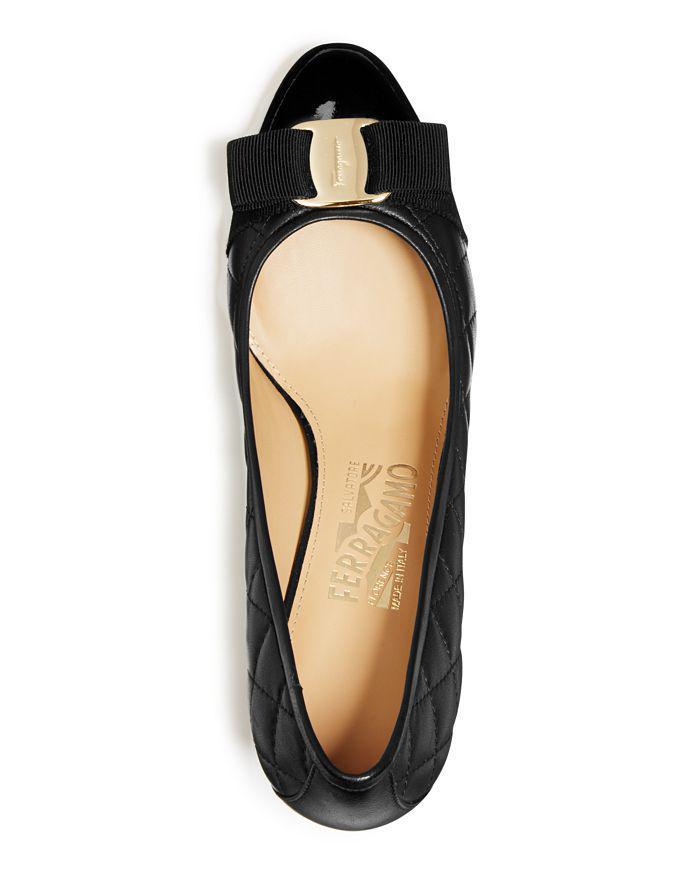 商品Salvatore Ferragamo|Women's Carla Quilted Leather Cap Toe Pumps,价格¥6658,第5张图片详细描述