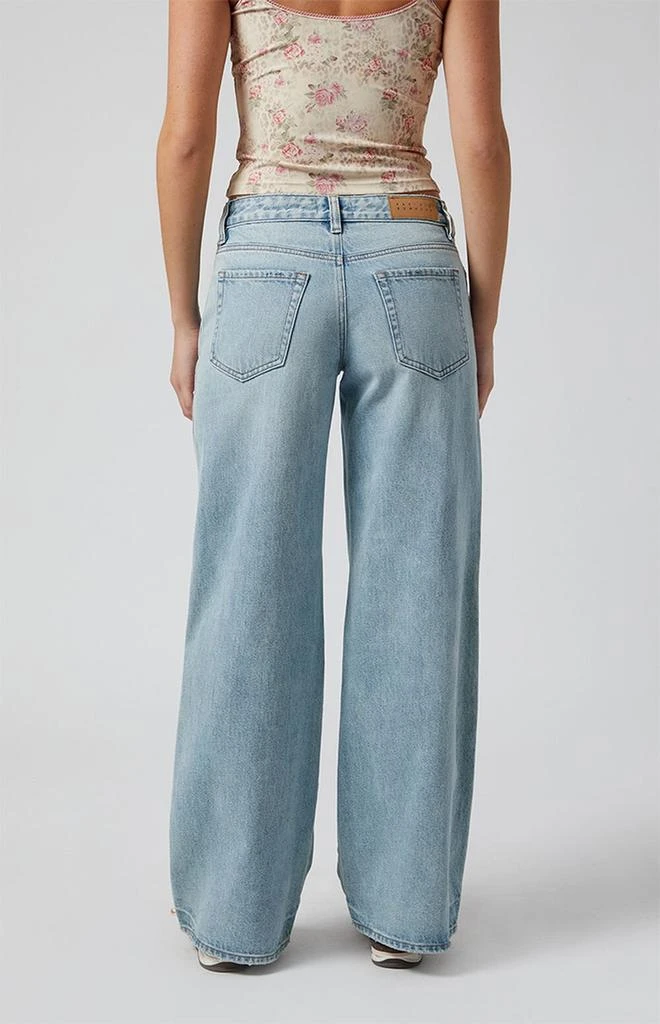 商品PacSun|Casey Ripped Slit Low Rise Baggy Jeans Light Indigo,价格¥419,第4张图片详细描述