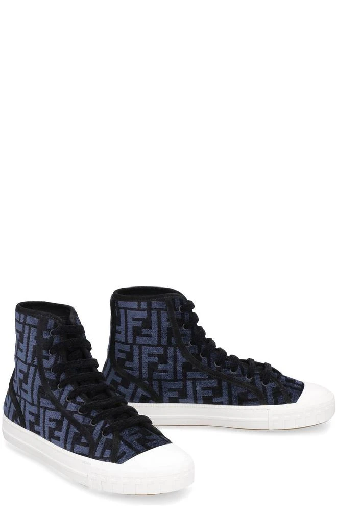 商品Fendi|Fendi Monogram Jacquard High-Top Sneakers,价格¥4605,第2张图片详细描述