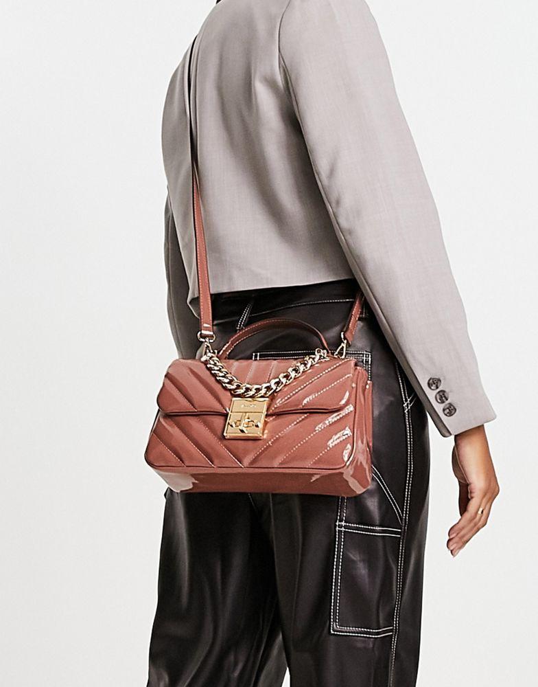 ALDO Hays bag in brown quilt with gold hardware商品第4张图片规格展示