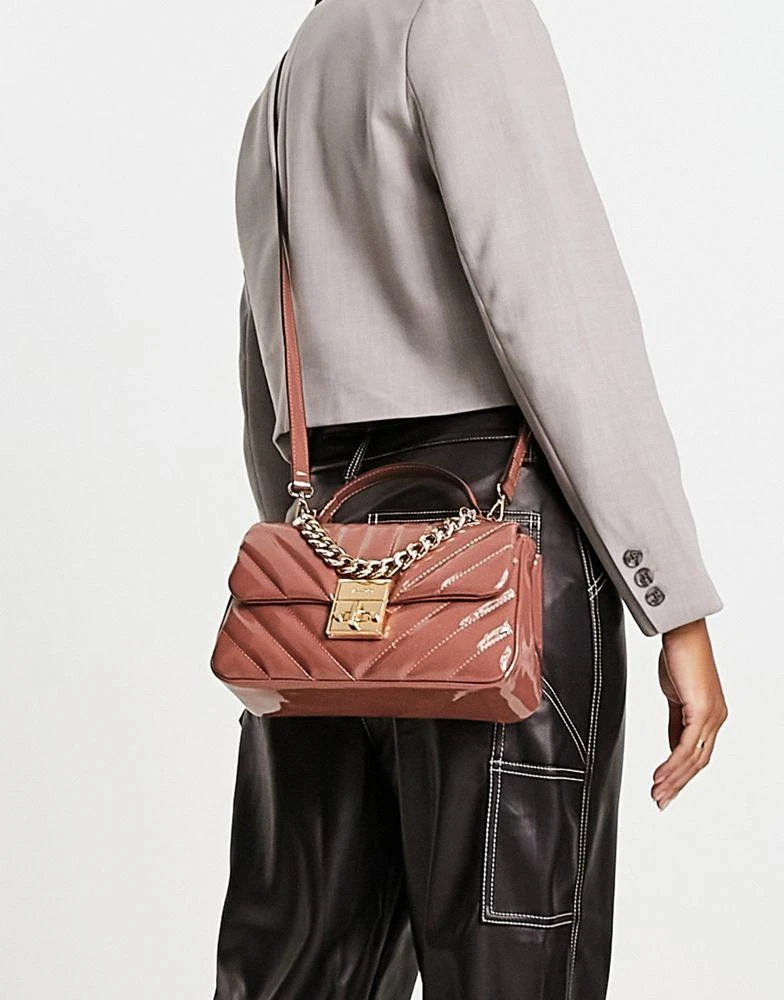 商品ALDO|ALDO Hays bag in brown quilt with gold hardware,价格¥338,第4张图片详细描述