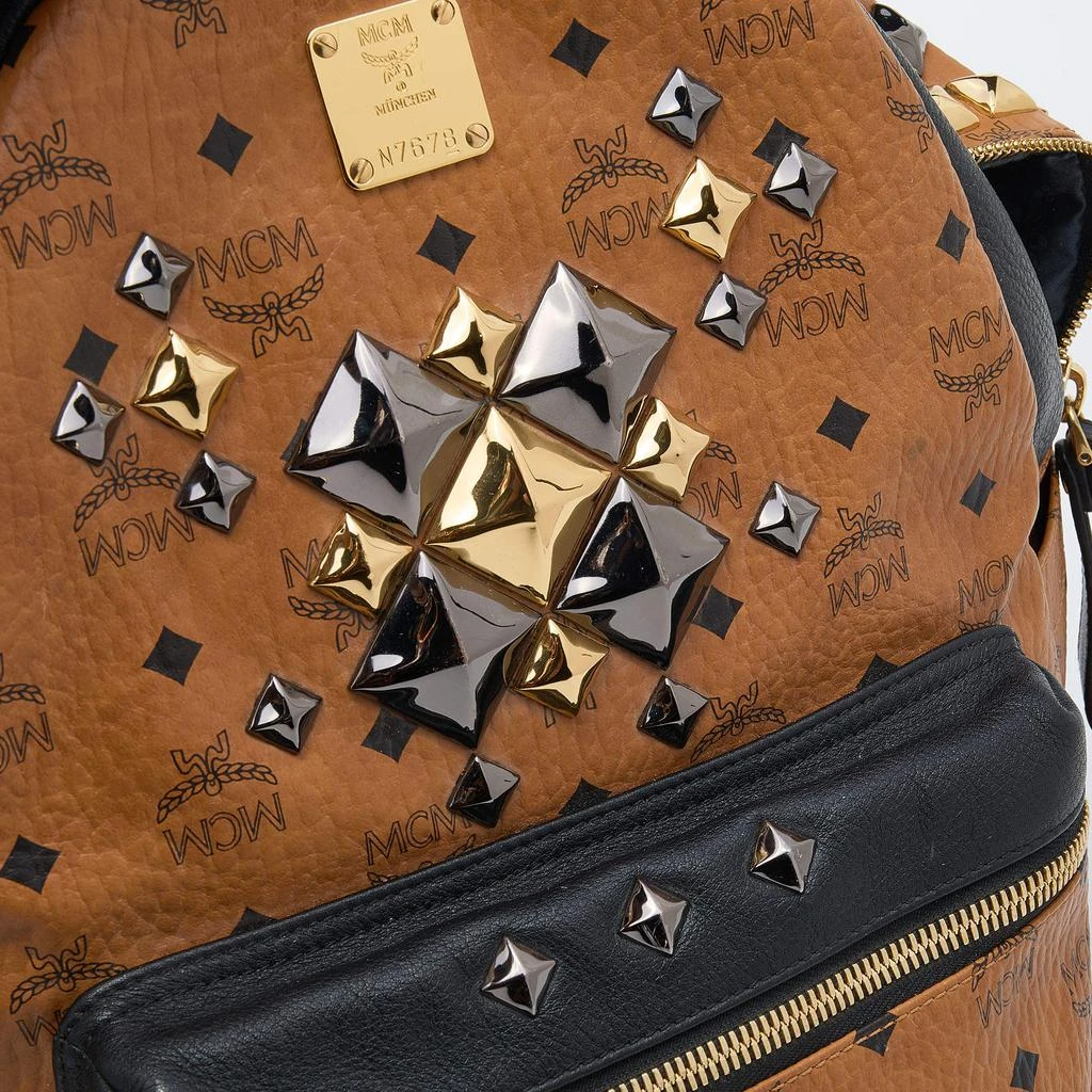 商品[二手商品] MCM|MCM Cognac/Black Visetos Coated Canvas and Leather Large Studded Stark Backpack,价格¥3061,第5张图片详细描述