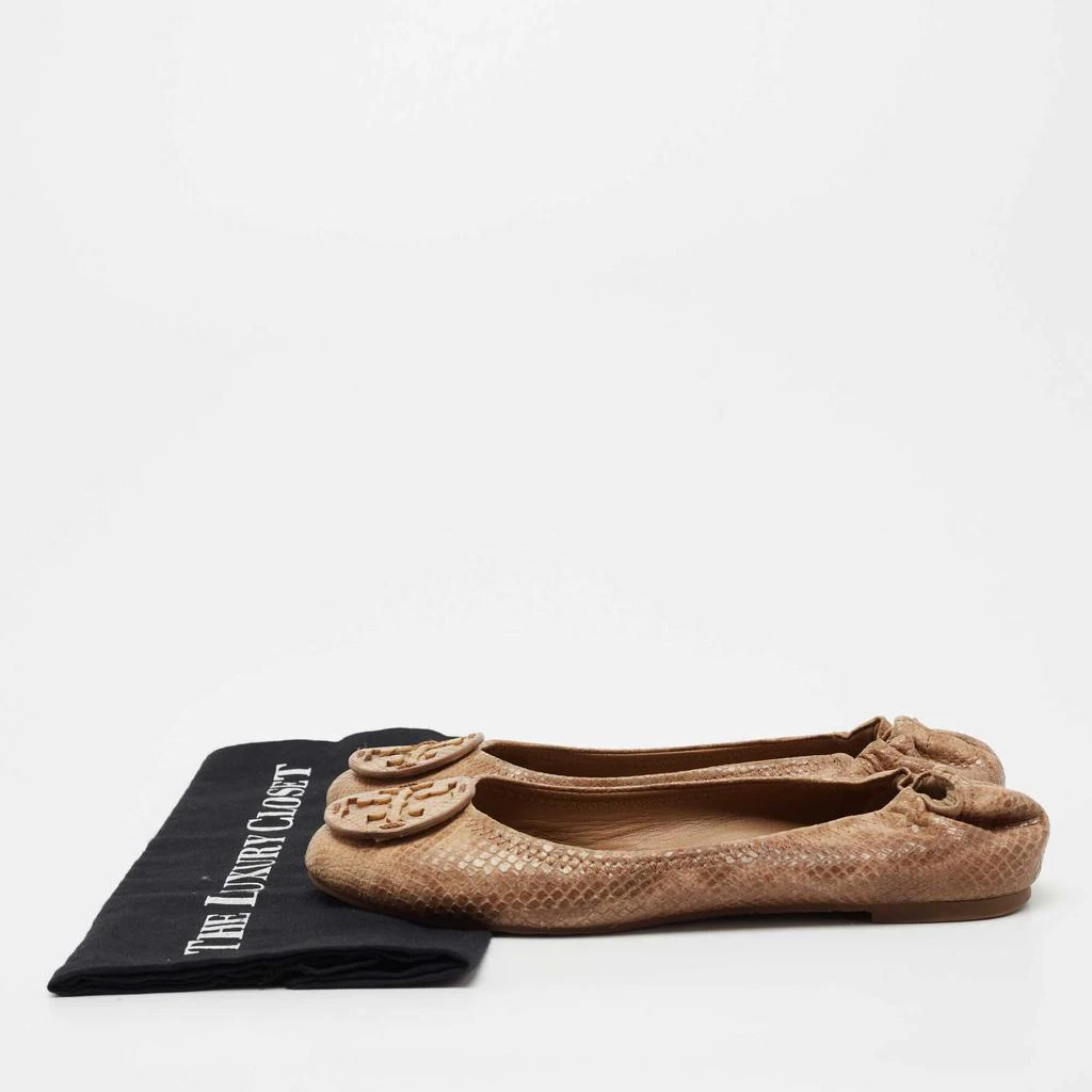 Tory Burch Light Brown Python Embossed Leather Reva Ballet Flats Size 39 商品