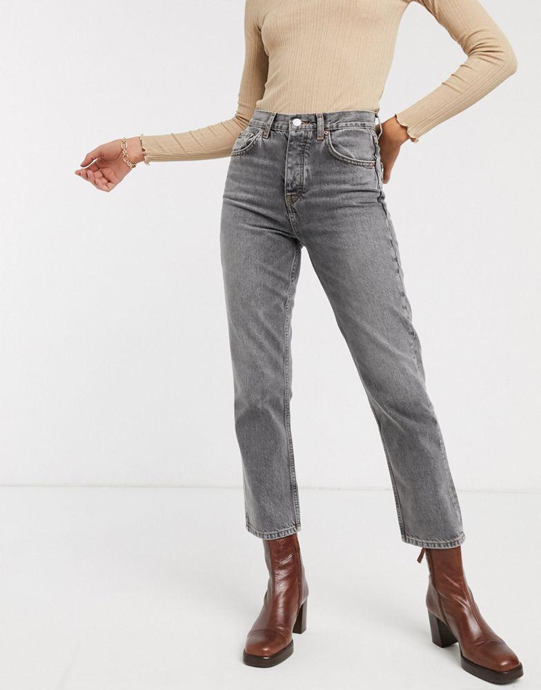 Topshop Editor straight leg jeans in grey商品第1张图片规格展示